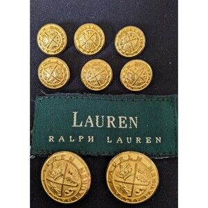 HTF Ralph Lauren POLO CROWN CREST 8 Gold Blazer Suit Jacket Replacement Buttons